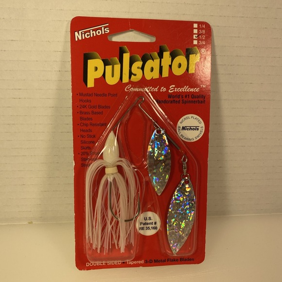 Nichols Lures Pulsator Spinnerbait 1/2oz 24K Gold Plated‎ Metal Flake White NIP - Picture 1 of 6
